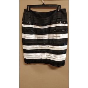 WHBM Womens Pencil Skirt Satin Tier Layer Stripe